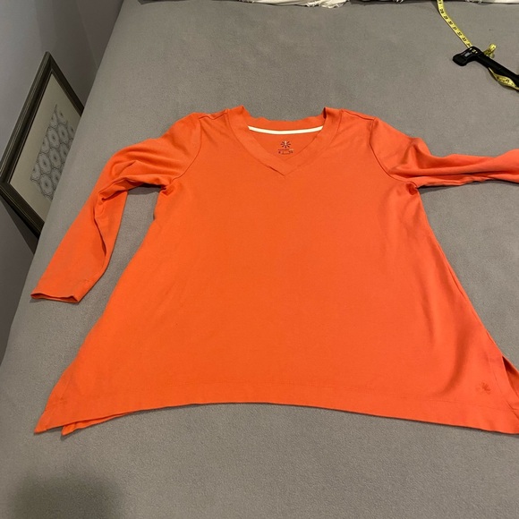 Isaac Mizrahi Live Essentials Orange Tangerine Long Sleeve Cotton - Large - Picture 3 of 10